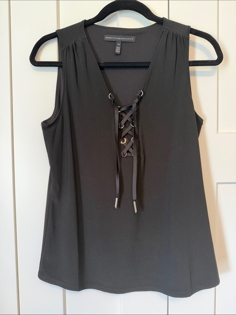 White House Black Market Black Lace-Up Sleeveless Tank